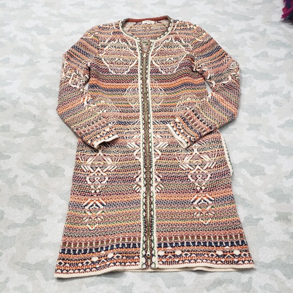 IVKO Coat Womens 36 Multicolor Full Zip Long Sleeve Knit Wool Blend - Picture 1 of 11